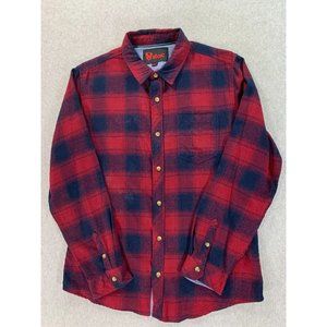 Stoic Plaid Cotton Blend‎ Long Sleeve Button Down Shirt (Men's Large) Red